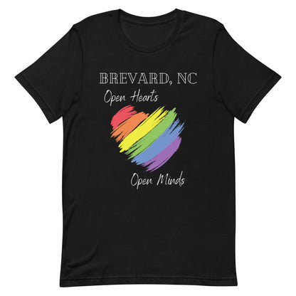 Brevard, NC - Open Hearts, Open Minds - Black T-shirt